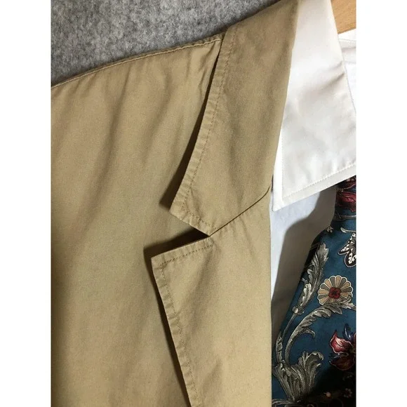 LL Bean Blazer Mens 52 Tall Khaki Cotton Sport Coat Elbow Patches Patch Pockets